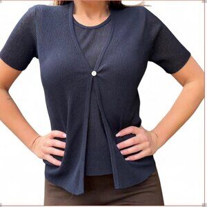 Vintage Ribbed Layered Black Tee + Tank